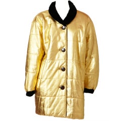 Yves St. Laurent Gold Quilted Leather Coat