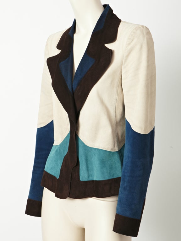 Women's Yves St. Laurent  Color Block Suede Jacket