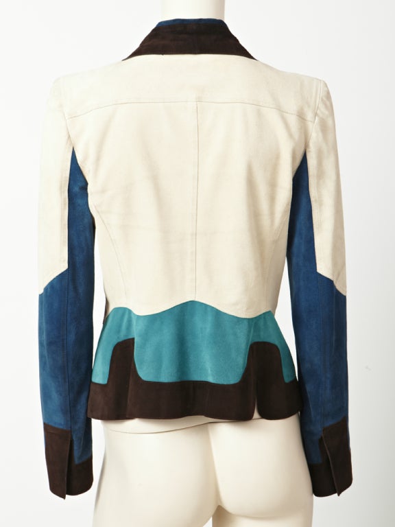 Yves St. Laurent  Color Block Suede Jacket 1