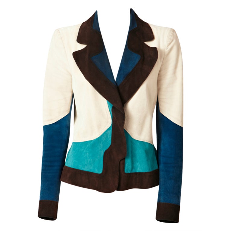 Yves St. Laurent  Color Block Suede Jacket
