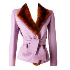 Valentino Double Face Wool Jacket with Mink Trim