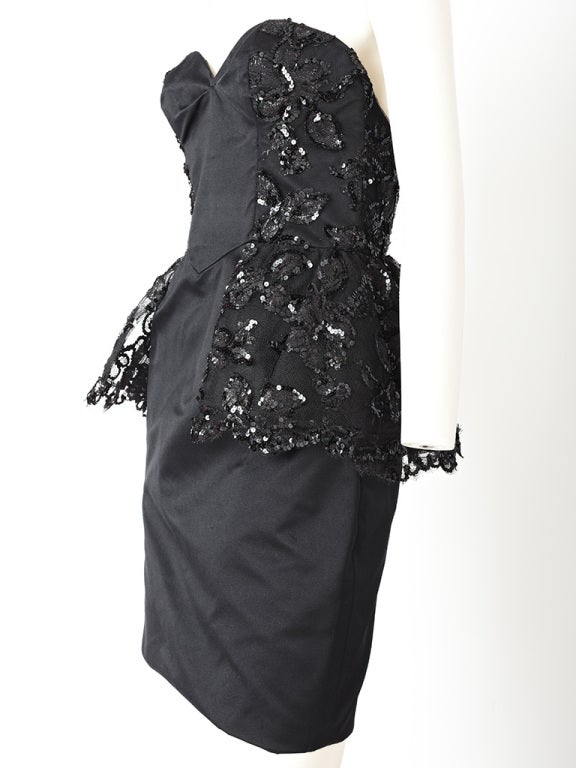 Black Vicky Tiel Cocktail Dress with Peplum