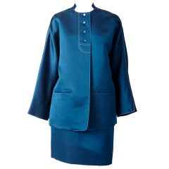 Geoffrey Beene Teal Blue Satin Suit