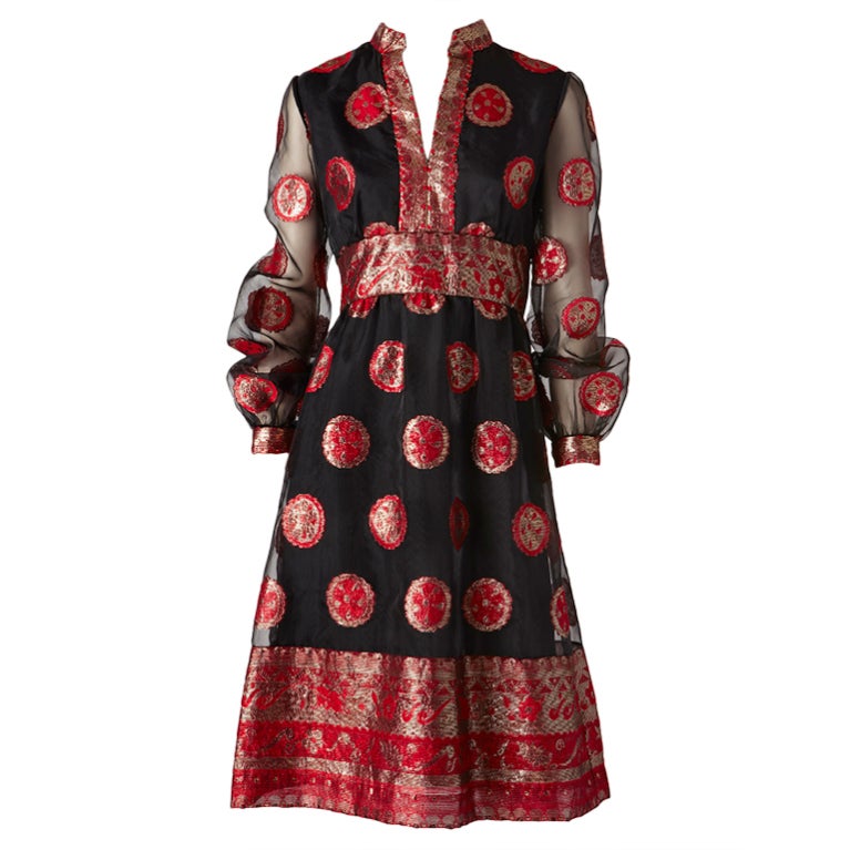 Malcom Starr Red and Black Medallion Dress