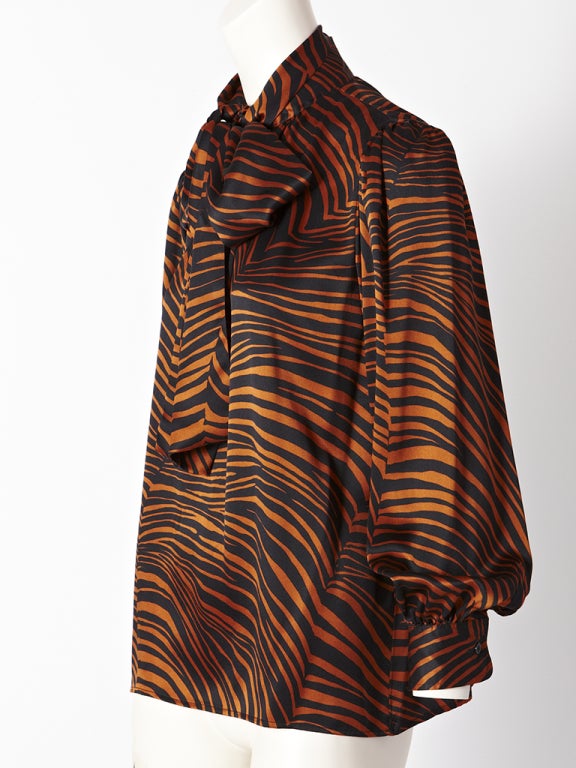 Yves Saint Laurent Tiger Print Satin Blouse