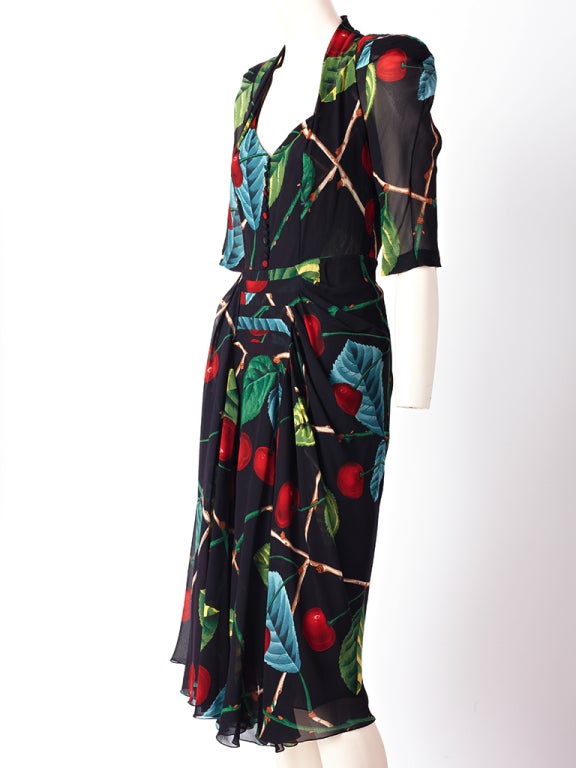 John Galliano 40's Inspired Chiffon Dress