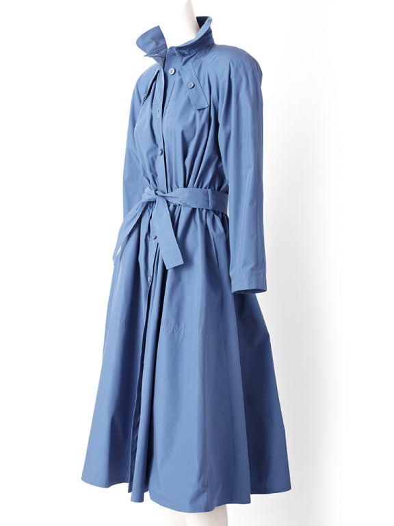 Guy laroche, french blue, cotton poplin, shirt dress in a 