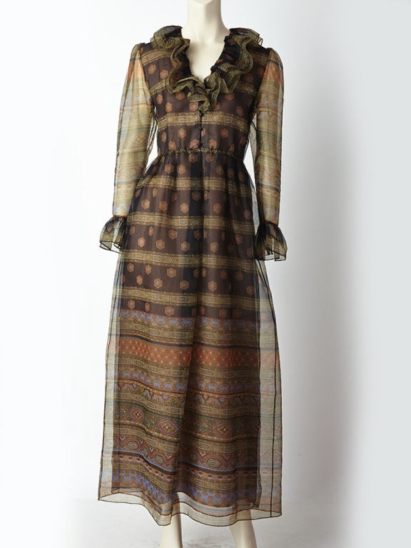 Hanae Mori, Ruffled Organza Maxi  Dress