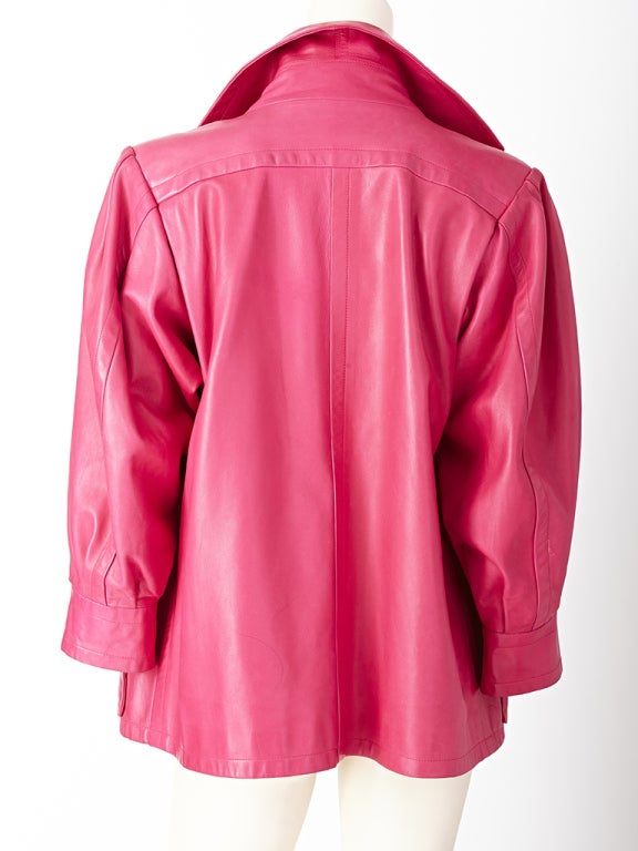 Yves St. Laurent Fuchsia leather Jacket In Excellent Condition In New York, NY