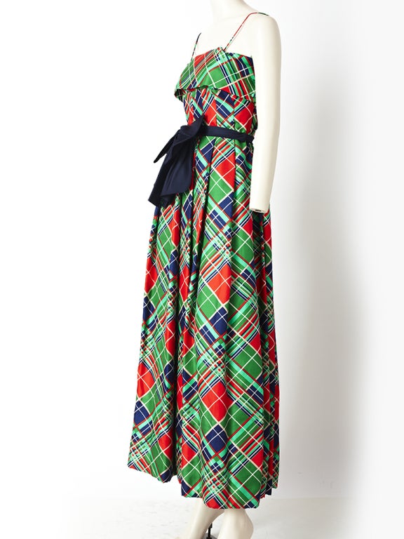 Black Pauline Trigere Plaid Gown