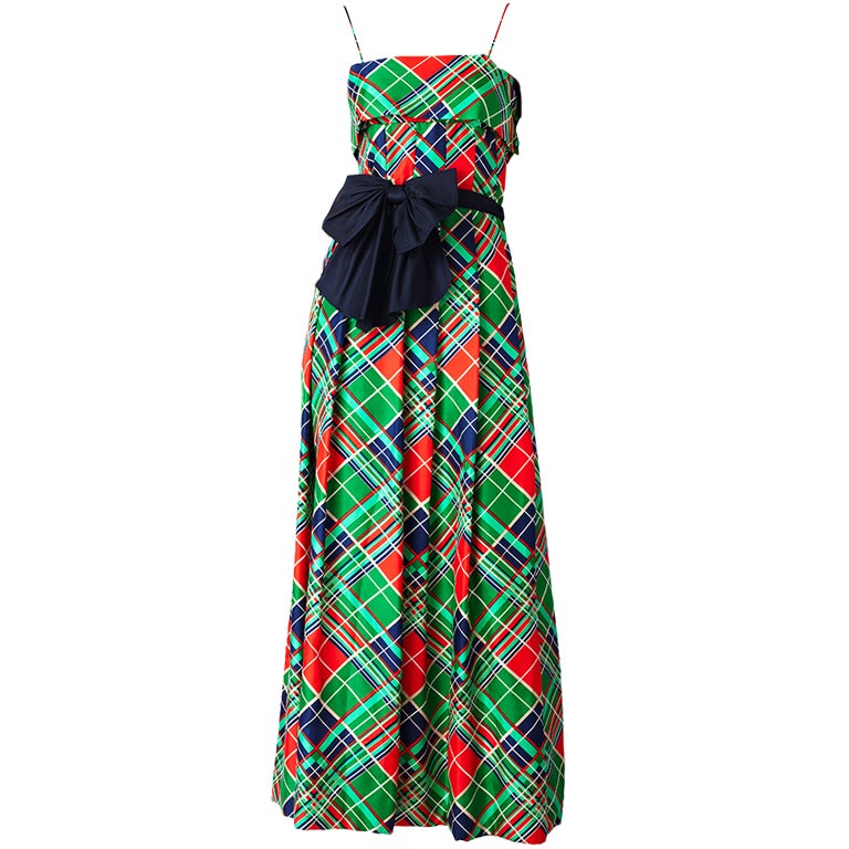 Pauline Trigere Plaid Gown at 1stDibs