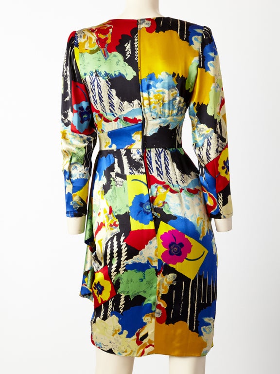 Women's Ungaro 80s Abstract Print Silk Day Dress