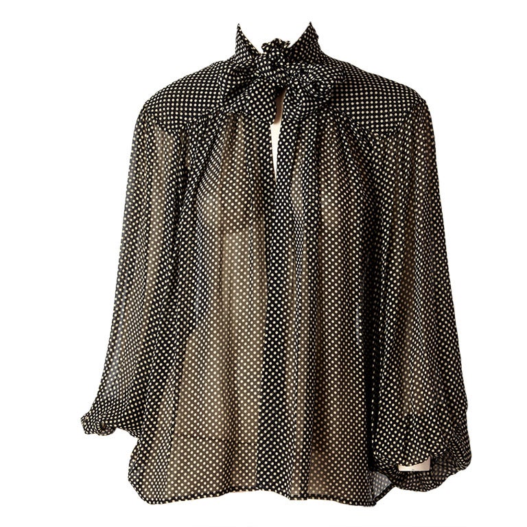 Moyuru polka dot chiffon flare blouse