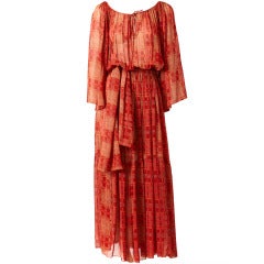 Chiffon 1970's Boho Dress