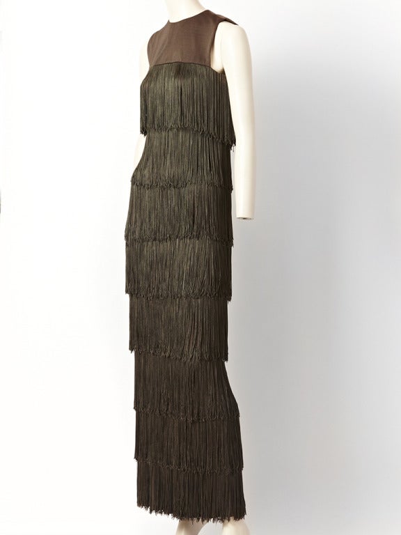 Bill Blass Fringed Gown