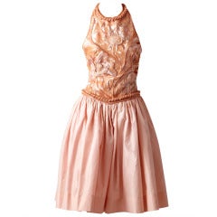 Louis Feraud Taffeta and Beaded Cocktail Dress