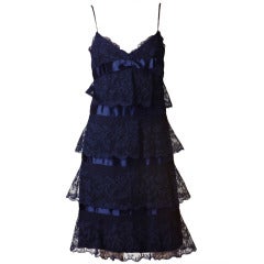 Guy Laroche Lace Cocktail Dress With Capelet