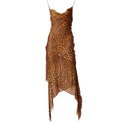 John Galliano for Christian Dior Leopard Print Cocktail Dress