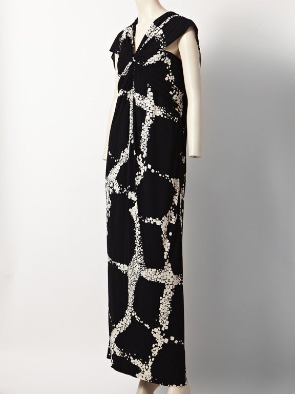 Bill Blass Graphic Print Jersey Gown