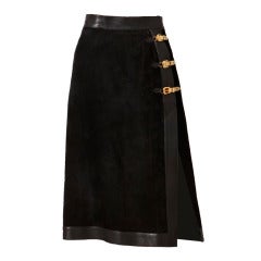 Gucci Suede and Leather Skirt