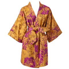 Valentino Printed Taffeta Belted Kimono Coat