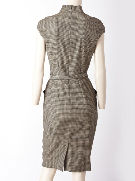 John Galliano Belted Wool Day Dress In Excellent Condition In New York, NY