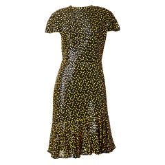 Arnold Scassi Cocktail Dress With Yellow Sequins