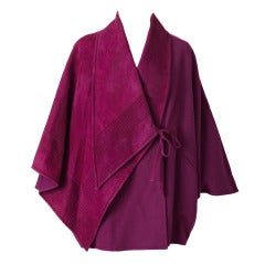 Retro Ronaldus Shamask Wool and Suede Poncho