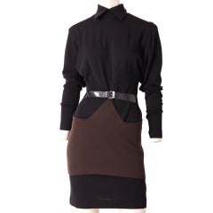 Alaia Belted Jersey  Knit Dress