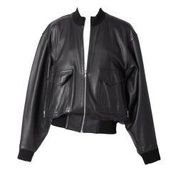 Vintage Alaia Men's Leather Bomber Jacket