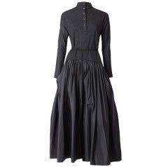 Geoffrey Beene Taffeta and Wool Jersey Dropped Wasit Dress