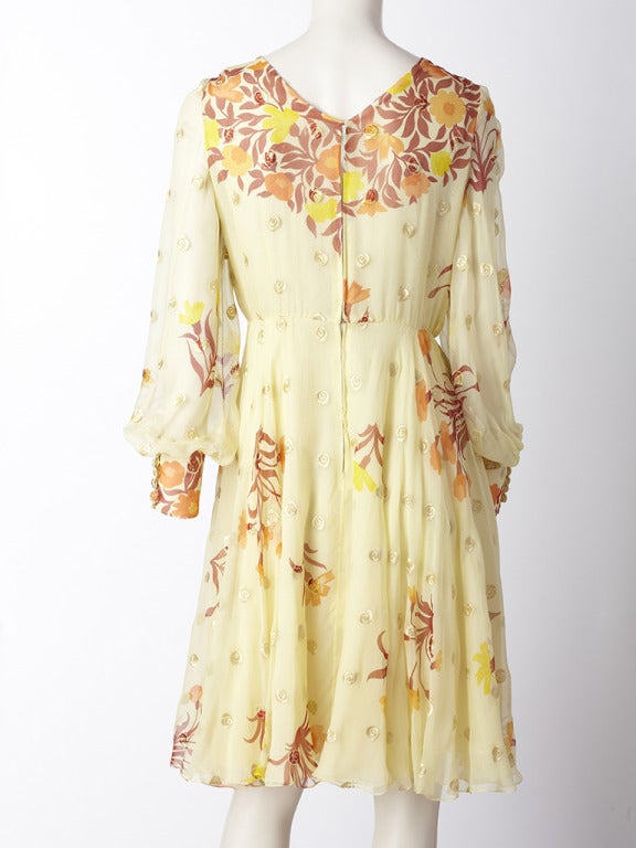 Valentino Floral Print Chiffon Dress In Excellent Condition In New York, NY