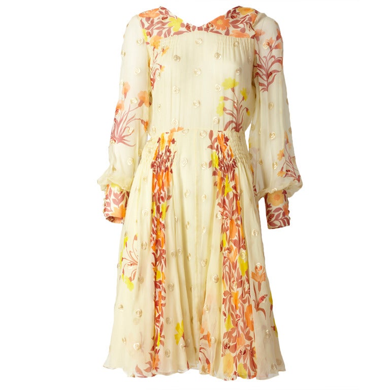 Valentino Floral Print Chiffon Dress