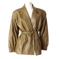 Vintage YSL Belted Leather Jacket