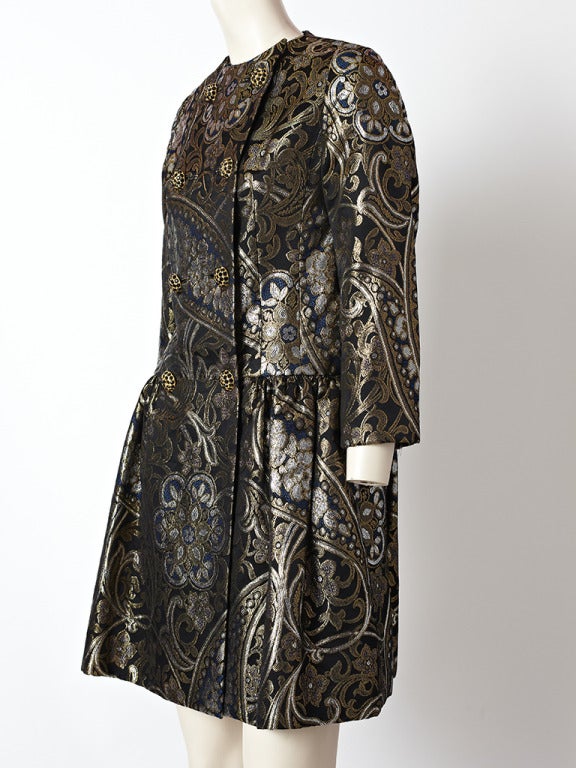 Burke - Amey Paisley Pattern Brocade Evening Coat