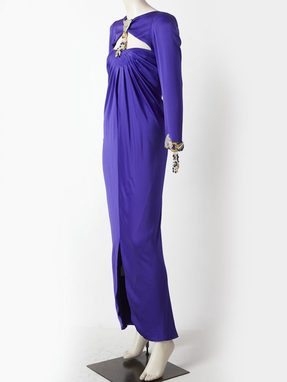 Carolyne Roehm, purple satin, evening gown, with a 