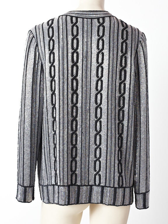 Gray Carolyne Roehm Beaded Cardigan