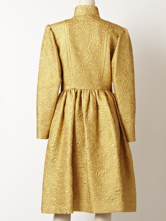Yves Saint Laurent Gold Brocade Evening Coat and Skirt Ensemble. In Excellent Condition In New York, NY