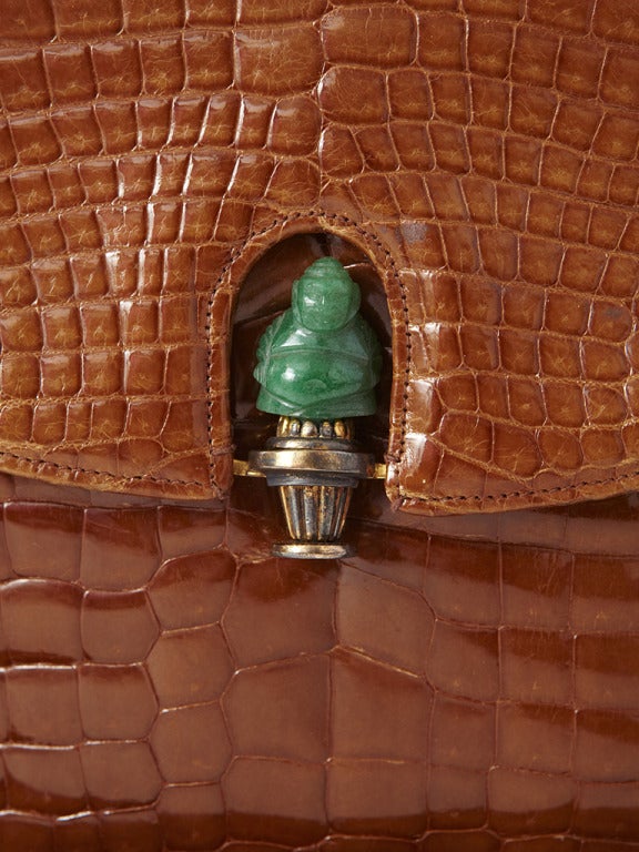 Women's Morabito Croc Bag with Jade Clasp