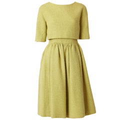 Norell Pistachio  Wool Boucle Day Dress