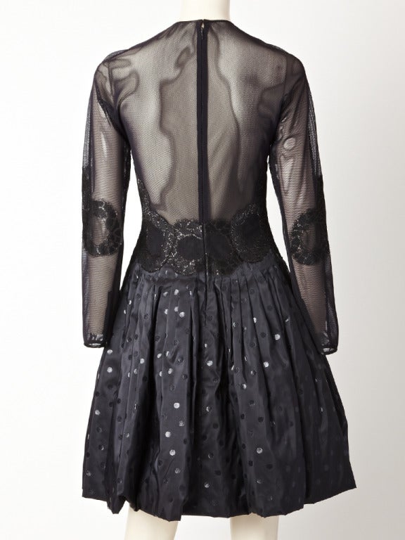Geoffrey Beene Taffeta and Tulle Cocktail Dress In Excellent Condition In New York, NY