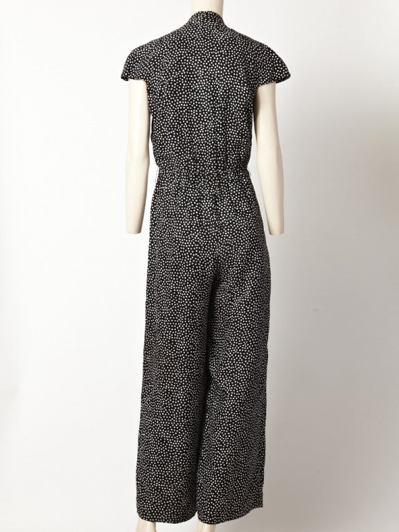 Black Oscar de la Renta Polka Dot Jumpsuit