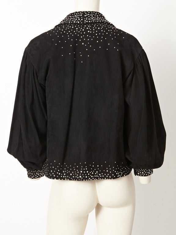 Halston Suede Studded Jacket In Excellent Condition In New York, NY