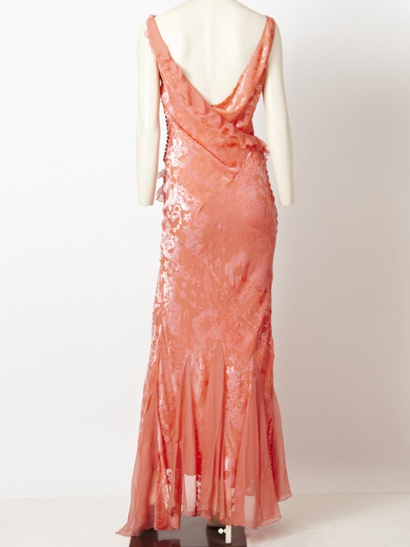 John Galliano for Christian Dior Cut Velvet on Chiffon Dress In Excellent Condition In New York, NY