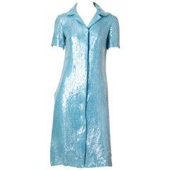 Vintage Halston Sequined Shirt Dress