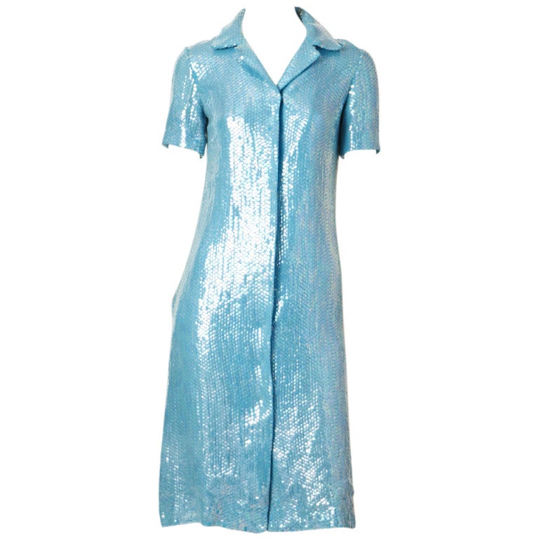 Halston Sequined Shirt Dress