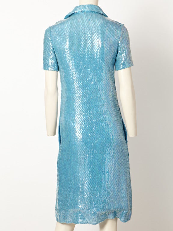 Halston Sequined Shirt Dress In Excellent Condition In New York, NY