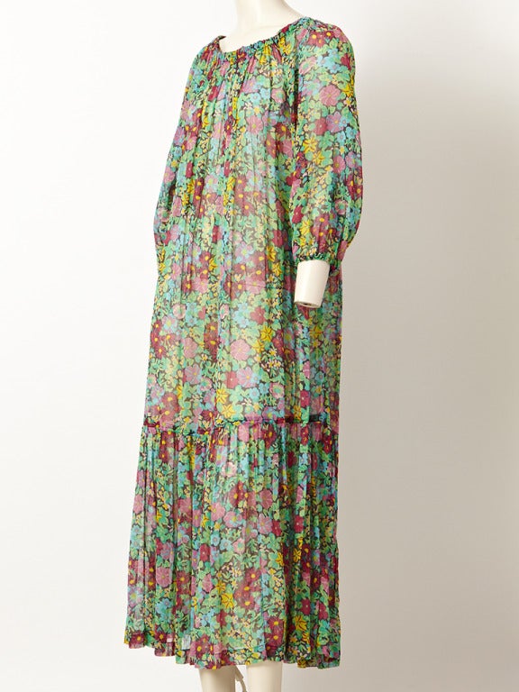 YSL Floral Print Peasant Dress at 1stDibs