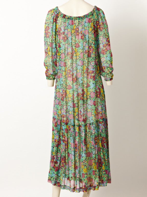 YSL Floral Print Peasant Dress at 1stDibs