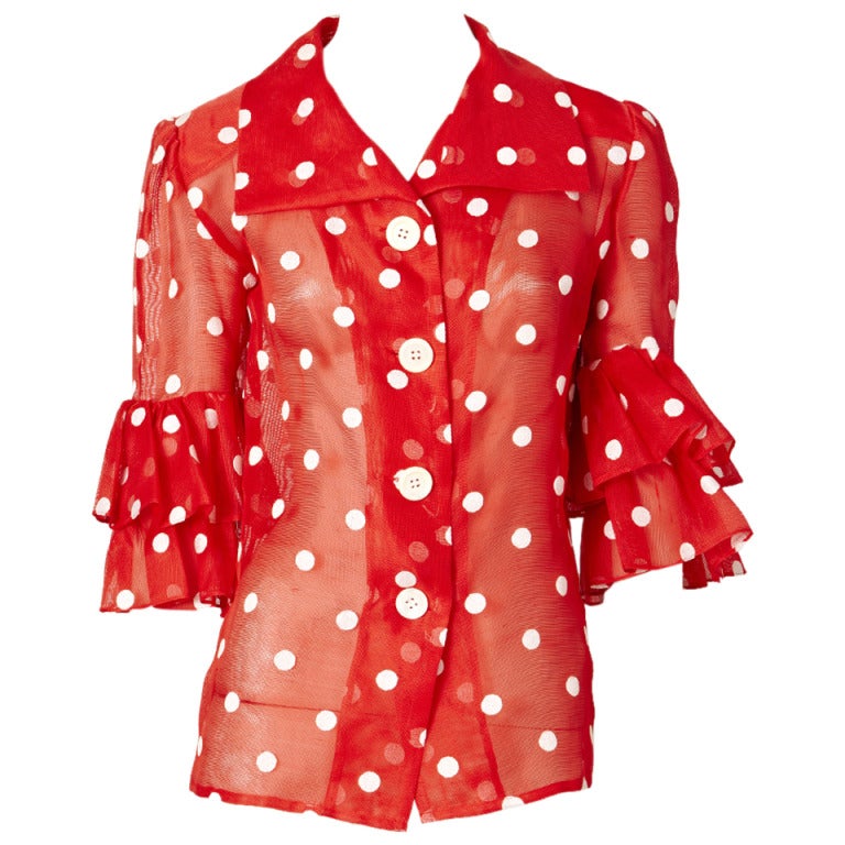 YSL Polka Dot Blouse at 1stDibs